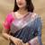 Grey banarasi silk blend saree with contrast border & rich zari weaving