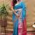 Sky blue banarasi silk blend saree with contrast border & rich zari weaving