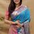 Sky blue banarasi silk blend saree with contrast border & rich zari weaving