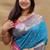 Sky blue banarasi silk blend saree with contrast border & rich zari weaving