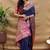 Navy blue banarasi silk blend saree with contrast border & rich zari weaving