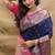 Navy blue banarasi silk blend saree with contrast border & rich zari weaving