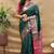 Bottle green banarasi silk blend saree with contrast border & rich zari weaving