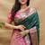 Bottle green banarasi silk blend saree with contrast border & rich zari weaving