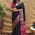 Black banarasi silk blend saree with contrast border & rich zari weaving