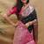 Black banarasi silk blend saree with contrast border & rich zari weaving