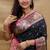 Black banarasi silk blend saree with contrast border & rich zari weaving