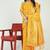 Mustard yellow banarasi silk blend saree with multicolor floral zari weaving