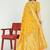 Mustard yellow banarasi silk blend saree with multicolor floral zari weaving