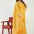 Mustard yellow banarasi silk blend saree with multicolor floral zari weaving
