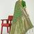 Green banarasi silk blend saree with multicolor floral zari weaving