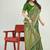 Green banarasi silk blend saree with multicolor floral zari weaving