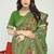 Green banarasi silk blend saree with multicolor floral zari weaving