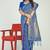 Royal blue banarasi silk blend saree with multicolor floral zari weaving