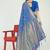 Royal blue banarasi silk blend saree with multicolor floral zari weaving