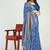 Royal blue banarasi silk blend saree with multicolor floral zari weaving