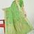 Light green banarasi silk blend saree with multicolor floral zari weaving