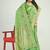 Light green banarasi silk blend saree with multicolor floral zari weaving