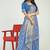 Sky blue banarasi silk blend saree with multicolor floral zari weaving