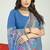 Sky blue banarasi silk blend saree with multicolor floral zari weaving