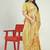 Light yellow banarasi silk blend saree with multicolor floral zari weaving
