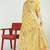 Light yellow banarasi silk blend saree with multicolor floral zari weaving