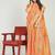 Peach banarasi silk blend saree with multicolor floral zari weaving