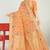 Peach banarasi silk blend saree with multicolor floral zari weaving