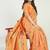Peach banarasi silk blend saree with multicolor floral zari weaving