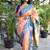Peach paithani silk blend saree with contrast border & zari floral weaving