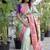 Pastel mint green paithani silk blend saree with contrast border & zari floral weaving