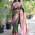 Dark green paithani silk blend saree with contrast border & zari floral weaving