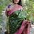 Dark green paithani silk blend saree with contrast border & zari floral weaving
