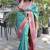 Aqua blue paithani silk blend saree with contrast border & zari floral weaving