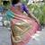 Aqua blue paithani silk blend saree with contrast border & zari floral weaving