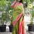 Light green paithani silk blend saree with contrast border & zari floral weaving