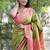 Light green paithani silk blend saree with contrast border & zari floral weaving