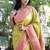Mustard yellow paithani silk blend saree with contrast border & zari floral weaving