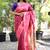 Magenta pink paithani silk blend saree with contrast border & zari floral weaving