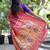 Magenta pink paithani silk blend saree with contrast border & zari floral weaving