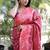 Magenta pink paithani silk blend saree with contrast border & zari floral weaving