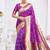 Royal purple paithani silk blend saree with gold zari border & peacock pallu