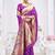Royal purple paithani silk blend saree with gold zari border & peacock pallu