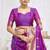 Royal purple paithani silk blend saree with gold zari border & peacock pallu