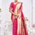 Rani pink paithani silk blend saree with gold zari border & peacock pallu