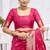 Rani pink paithani silk blend saree with gold zari border & peacock pallu
