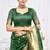 Dark green paithani silk blend saree with gold zari border & peacock pallu