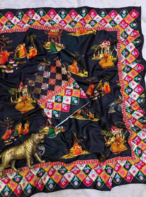 Black Color Printed And Latkan Work Silk Blend Saree 3