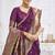 Wine purple paithani silk blend saree with gold zari border & peacock pallu