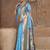 Sky blue paithani silk blend saree with gold zari border & peacock pallu